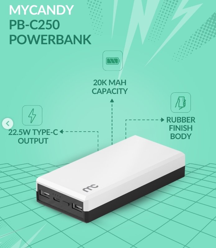 MYCANDY PB-C250 Power Bank: Ultimate 20W Fast Charger MYCANDY PB-C250 Power Bank: Ultimate 20W Fast Charger