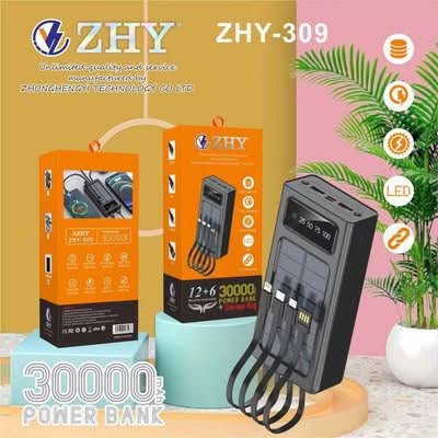 ZHY-309 30000mAh Solar Power Bank with Built-in Cables ZHY-309 30000mAh Solar Power Bank with Built-in Cables