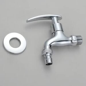 Chrome Wall Mounted Washing Machine Faucet